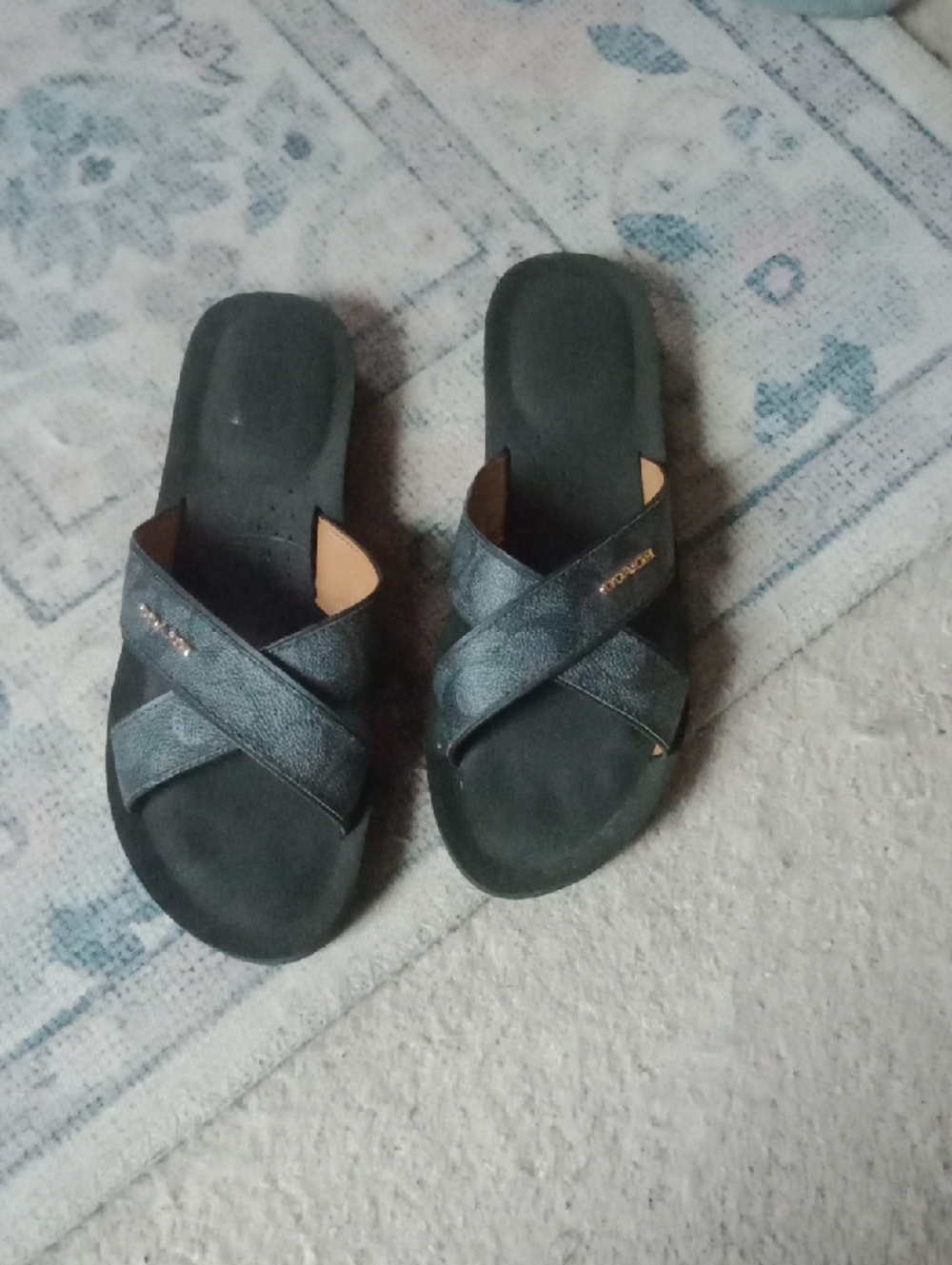 Coach Black Crisscross Slide Sandals